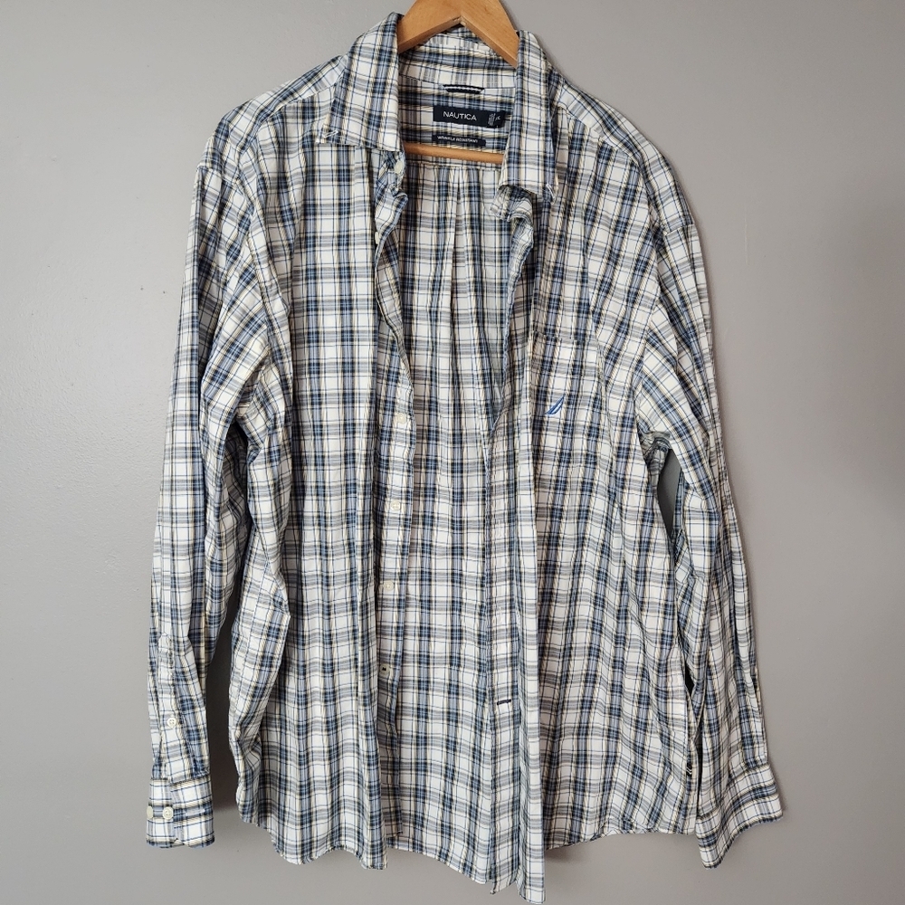 3/$25 Nautica Men's Button Down Plaid Shirt Size XXL 100% Cotton